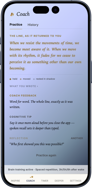 Memory coach reveal screen after a recall attempt